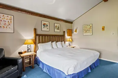 a bedroom with a large white bed and two lamps at North Shire Lodge in Manchester