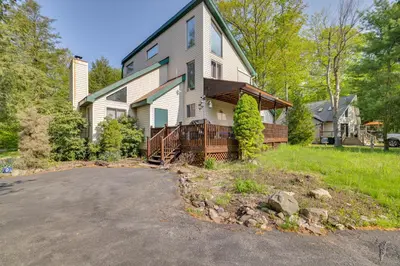 a house with a driveway in front of it at Exciting Tobyhanna Home Near Kalahari Water Park! in Tobyhanna