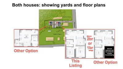 two diagrams of a floor plan of aominium at Retro Retreat renovated 2BR, desk, no chore list! in Kingston