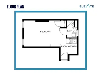 a floor plan of a small apartment at Studio Haven in Times Square & Nearby Restaurants in New York