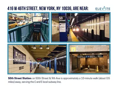 a collage of three pictures of a subway station at Times Square Studio near Restaurants & Shopping in New York