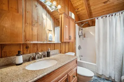 a bathroom with a sink and a toilet at Wilmington Vacation Rental Near Hiking and Skiing! in Wilmington