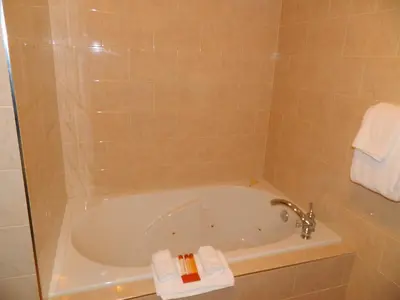 a bath tub in a bathroom with a shower at Belvedere Inn Schenectady - Albany in Schenectady