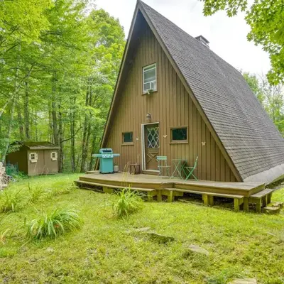 A-Frame Cabin with Furnished Deck in Becket!