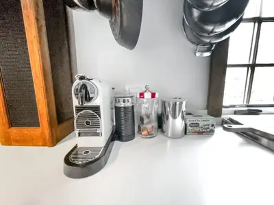 a kitchen counter with a blender and other appliances at Historic Estate - 5 min to Mohawk Mt Ski Resort in Cornwall