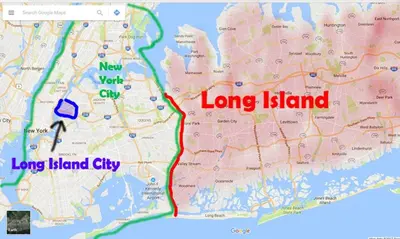 a map of long island with a long island city highlighted at Room in a 2 Bedrooms apt. 10 minutes to Time Square! in West New York