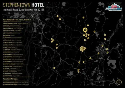 a map of the city of singapore with gold dots at 2 Bed Berkshire Getaway @ Stephentown Hotel in Stephentown