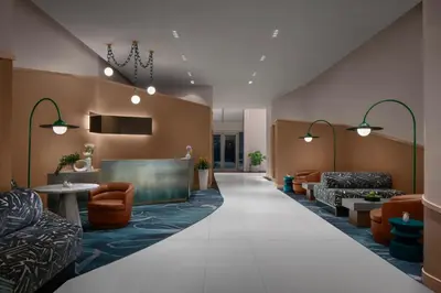 a lobby with couches and a waiting room at Financial District 1br w WD gym elevator NYC-1362 in New York