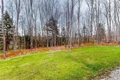 a large grass field with trees in the background at Modern Mountain Homestead in Dover