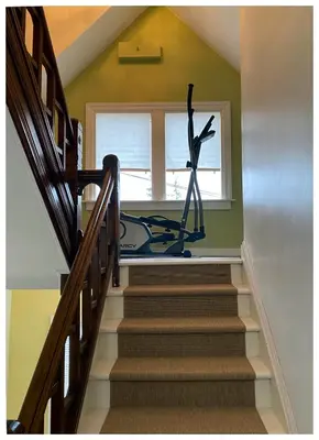 a stairway with a gym in a house at 2 BR Loft - Walk to Cafes-Breweries- Arts & Entertainment District in Glens Falls
