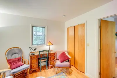 a home office with two chairs and a desk at Great Barrington Lakeside Getaway with Kayak and Grill in Great Barrington