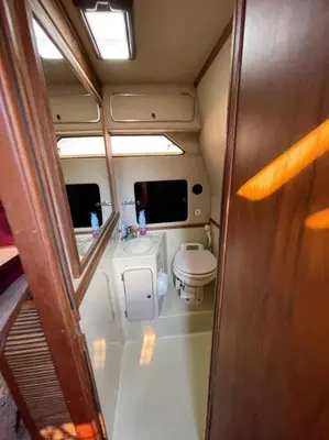a small bathroom with a toilet in a boat at Private Yacht on Catskill Creek in Catskill
