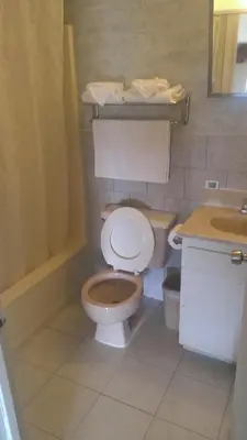 a bathroom with a toilet and a sink at Branford Motel in Branford