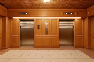 a elevator with three elevators in a building at Modern Condo DWNTN Hartord XL Center GYM in Hartford