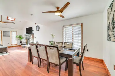 a dining room with a table and chairs at Spacious Retreat 7 Mi to Tobyhanna State Park! in Tobyhanna