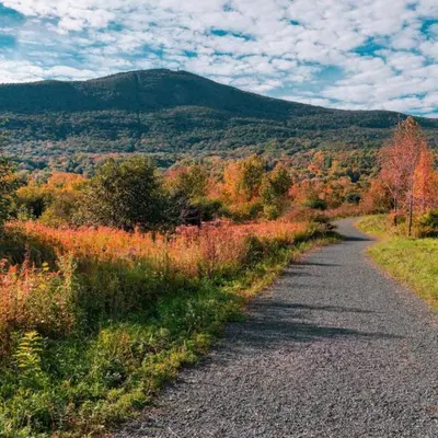 a dirt road in the middle of a mountain at Berkshires Studio Apartment at the Stephentown Hotel in Hancock