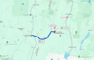 a map of the proposed route for the pipeline at Berkshires Studio Apartment at the Stephentown Hotel in Hancock