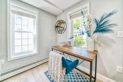 a home office with a desk and a window at New 3b House in Saugerties Village 4 mins to HITs in Saugerties
