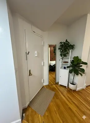 an empty room with a potted plant next to a door at Beauty in the Heart of the Village in New York