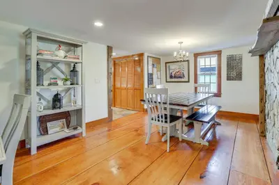 a kitchen and dining room with a table and chairs at Walk to Memorial Park Pet-Friendly Bethlehem Home in Bethlehem