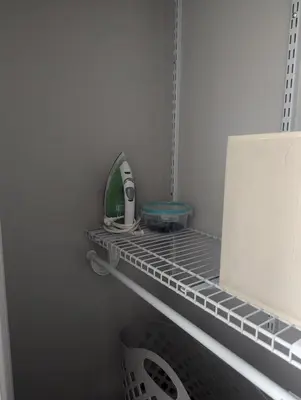 a shelf in a kitchen with a appliance on it at Tranquil Getaway Cottage in Charming, Bethel CT in Bethel