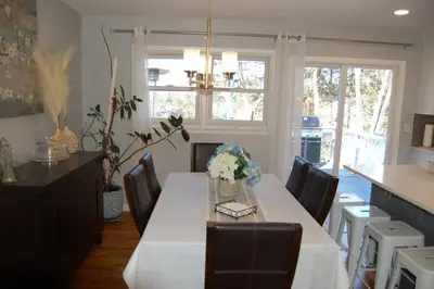 a dining room with a white table and chairs at Welcome to our Retreat Haven in Warwick, NY in Warwick