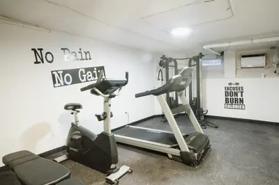 a gym with two exercise bikes in a room at 74-3C New Studio in Prime UWS - GYM In Building in New York