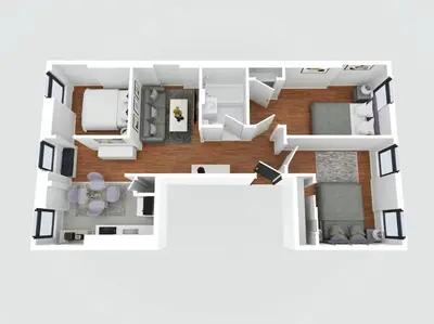a rendering of a floor plan at Chic 3Bd 1Bth Near Empire State in New York