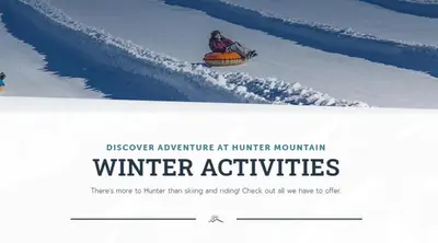 a poster for winter activities with a person on a snowmobile at Saugerties Waterfront Getaway in Saugerties
