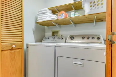 a washer and dryer in a small kitchen at Home 15 Mi to Berkshire East and Mount Snow! in Whitingham