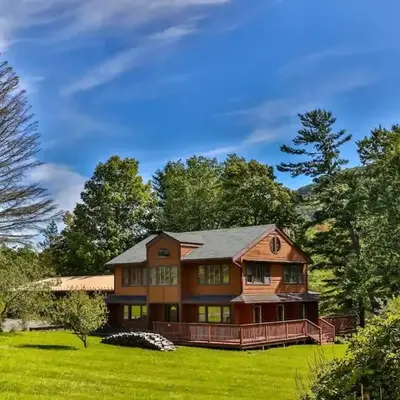 Stream-Side Atrium Home with Side Rooms & Pool Table