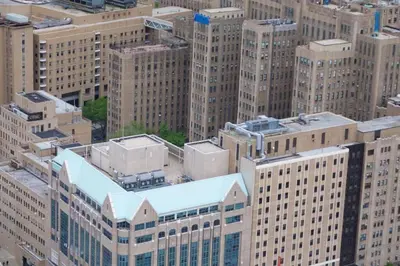 an overhead view of a bunch of tall buildings at Private Studio Near Columbia Presbyterian Hospital in New York