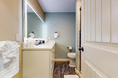 a bathroom with a sink and a toilet at Work, Play and Stay! Apt Near Holyoke Medical Center in Holyoke