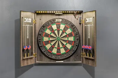 a dartboard on a wall with flags on it at Enchanted Villa in Pocono Summit