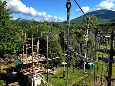 a rope park with a roller coaster at Game Night Suite at Jiminy Peak Ski OnOff Sleeps 4 in Hancock