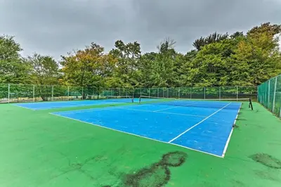 an image of a tennis court at 1 floor, Pocono Pond house with Game Room in Tobyhanna