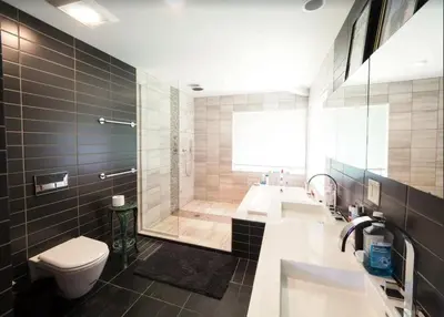 a bathroom with a shower and a toilet and a sink at Charming 6 Bdrm Countryside Stay, Sauna and HotTub in North Egremont