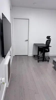 an empty office with a desk and a door at Beautiful Bedroom with Attached Bathroom, 15 minutes from NYC in West New York