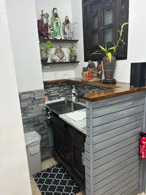 a kitchen with a sink and a counter at Double Room in New York