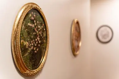 a plate on a wall next to a clock on a wall at Beechmont-Charming Colonial for Events and Getaways! in Bridgeport