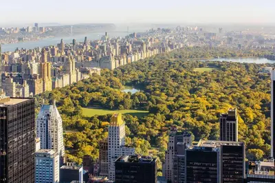 an aerial view of a city with trees and buildings at New2 York Style Stay near Central Park in New York