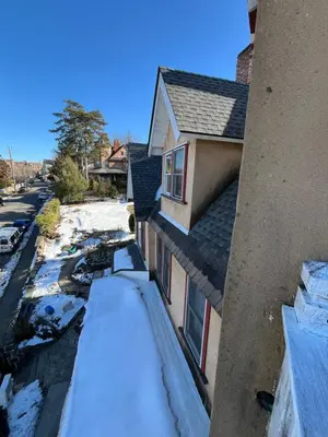 an aerial view of a house with snow on the ground at Grand 2BR near MetroNorth with easy parking in Yonkers