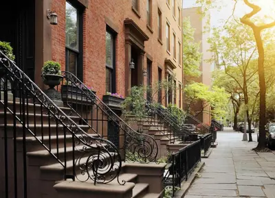 a group of stairs in front of a building at The Tillary Hotel Brooklyn in Brooklyn