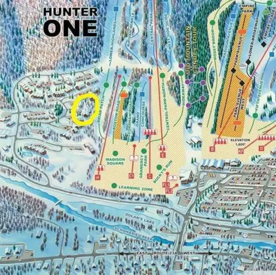a map of the hinter one amusement park at Ski In Ski Out Hunter Mtn Seasonal Pool Access w Panoramic Views Hike Swim Fish Unwind in Lanesville