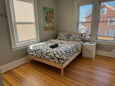 a bedroom with a bed with a pillow on it at Private room in a shared apt Middletown near Wesley uni in Middletown