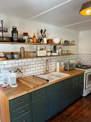 a kitchen with a sink and a counter top at Charming Mtn Stay Views, Hot Tub, Prime Location in West Kill