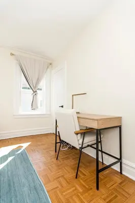 an office with a desk and a chair at Spacious Beach Vibe Newark's Hidden Gem in Newark