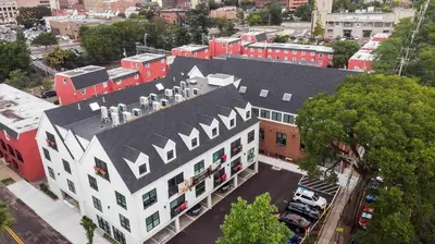 an overhead view of a building in a city at Stylish Comfort Wooster Square Yale Wi-Fi in New Haven