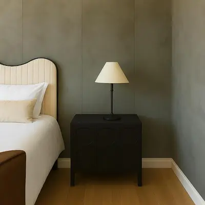 a bedroom with a bed and a lamp on a nightstand at Westville Stay 2BR Near Yale in New Haven