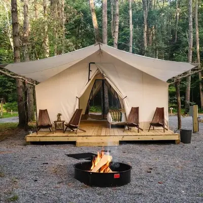 Luxury Canvas Group Glamping Tent | Adirondacks in Corinth